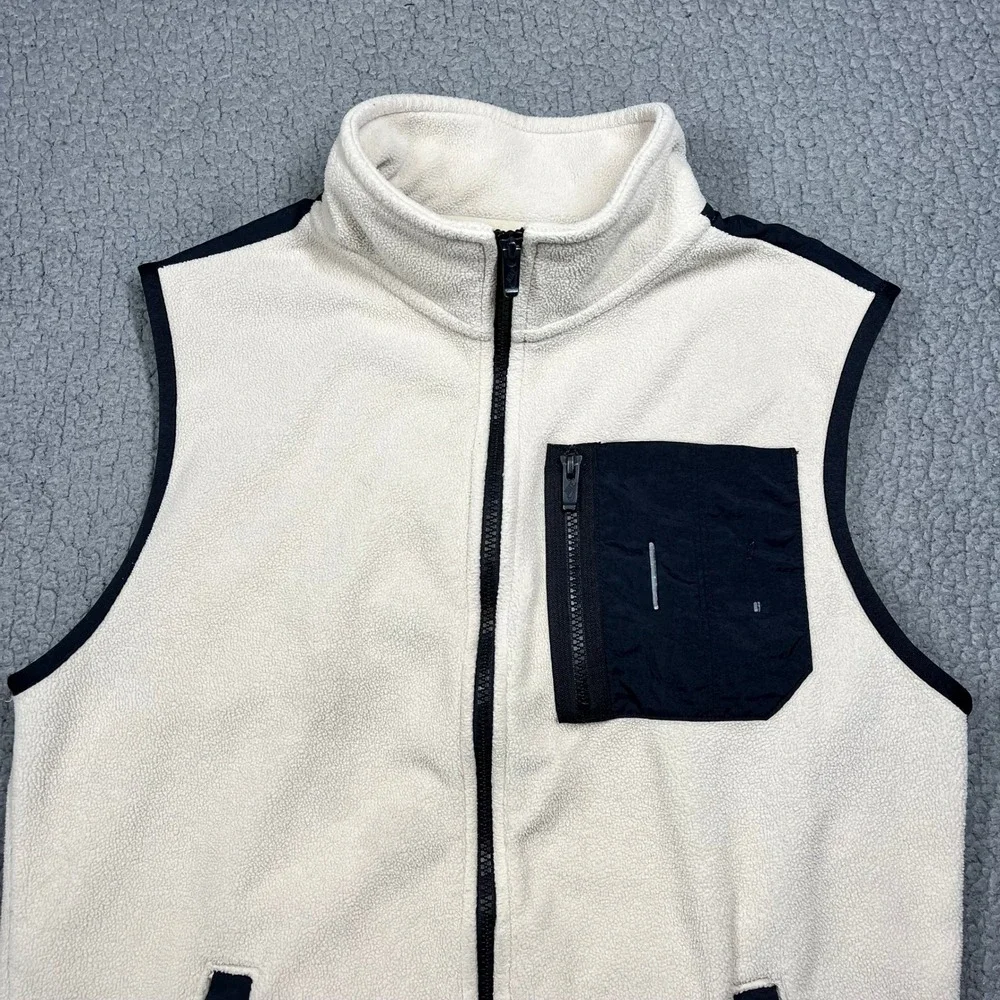 Nike Therma-FIT Fleece Vest Mens‎ XS Cream Black Full Zip DQ5105-206